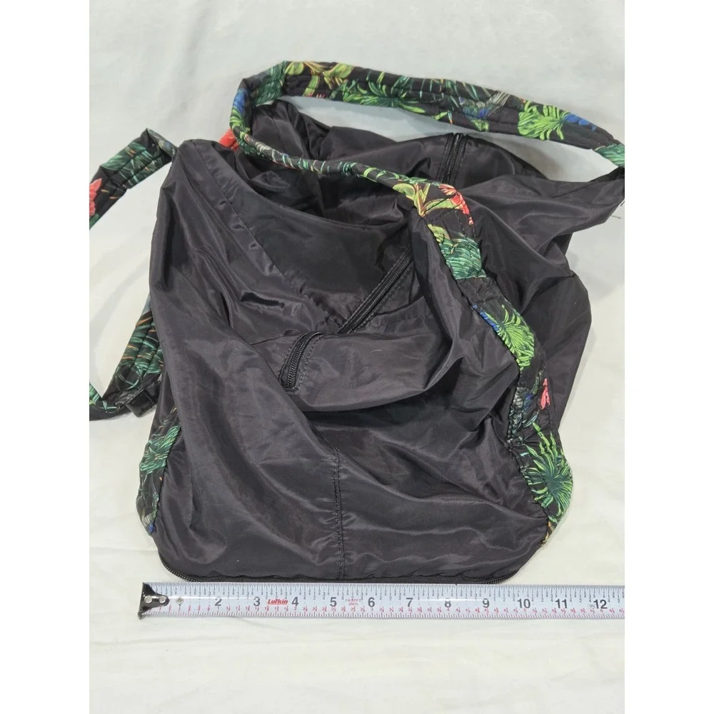 Victoria's Secret Packable Weekender Tote Gym Bag Black W Tropical Floral Handle
